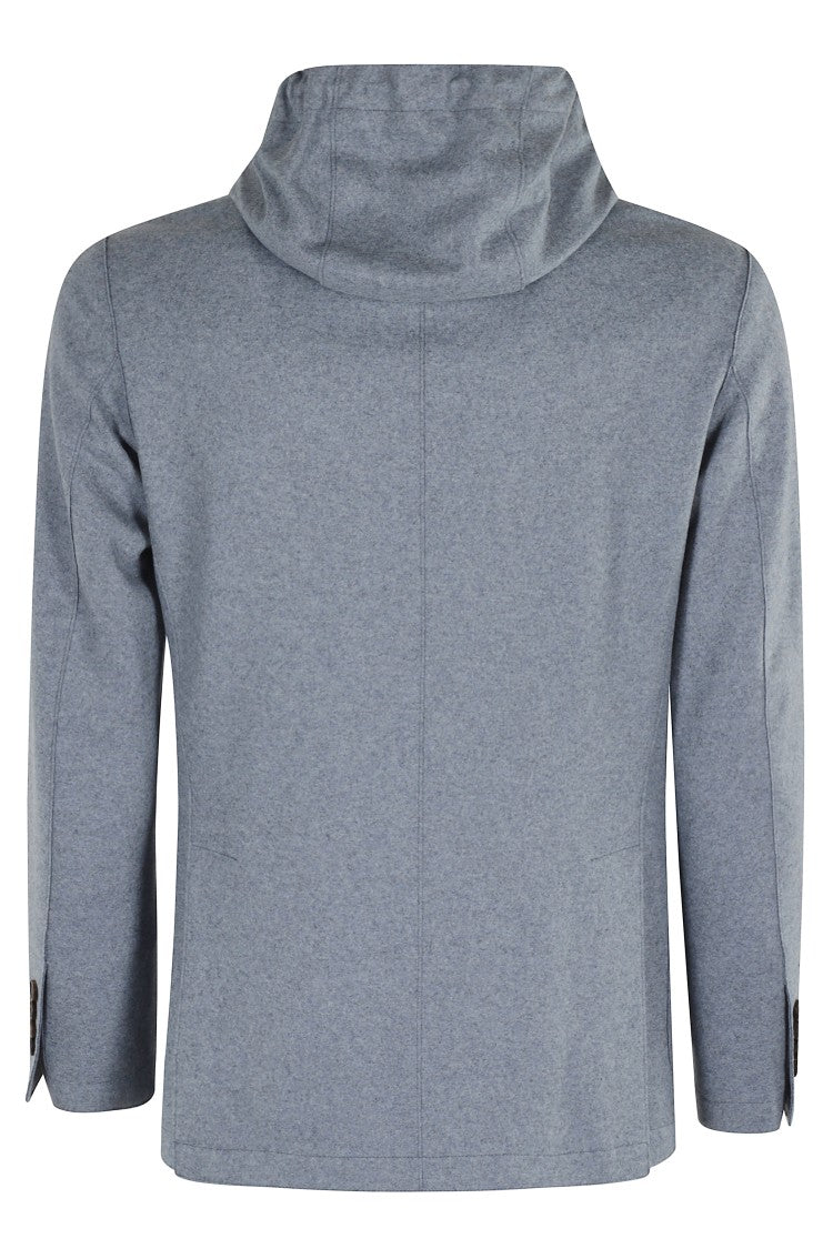 Eleventy Single-Breasted Jacket With Drawstring Hood