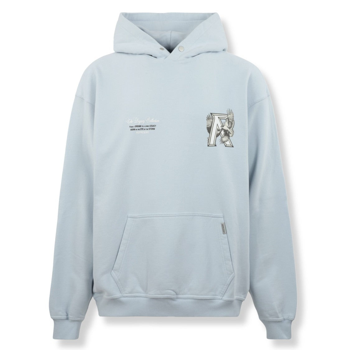 Represent Light Blue Hoodie With Ribbed Accents