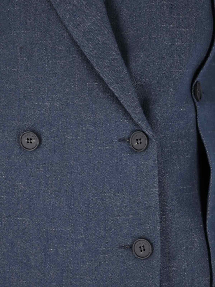 Eudon Choi Beatrice' Double-Breasted Blazer – Blue Mélange