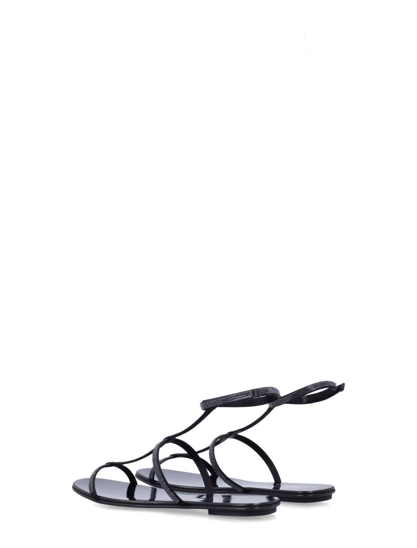 Pedro Garcia Enola Delicato Crystal Chain Flat Sandals