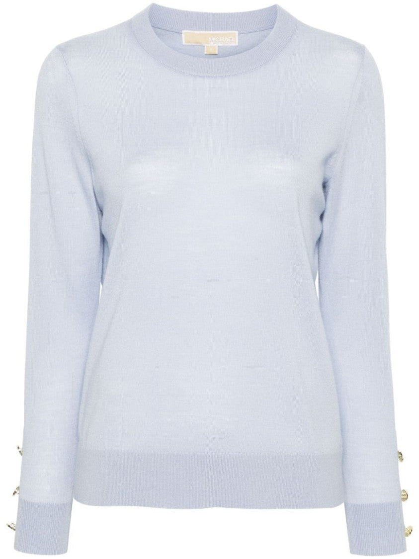 Michael Kors Merino Wool Button-Sleeve Sweater