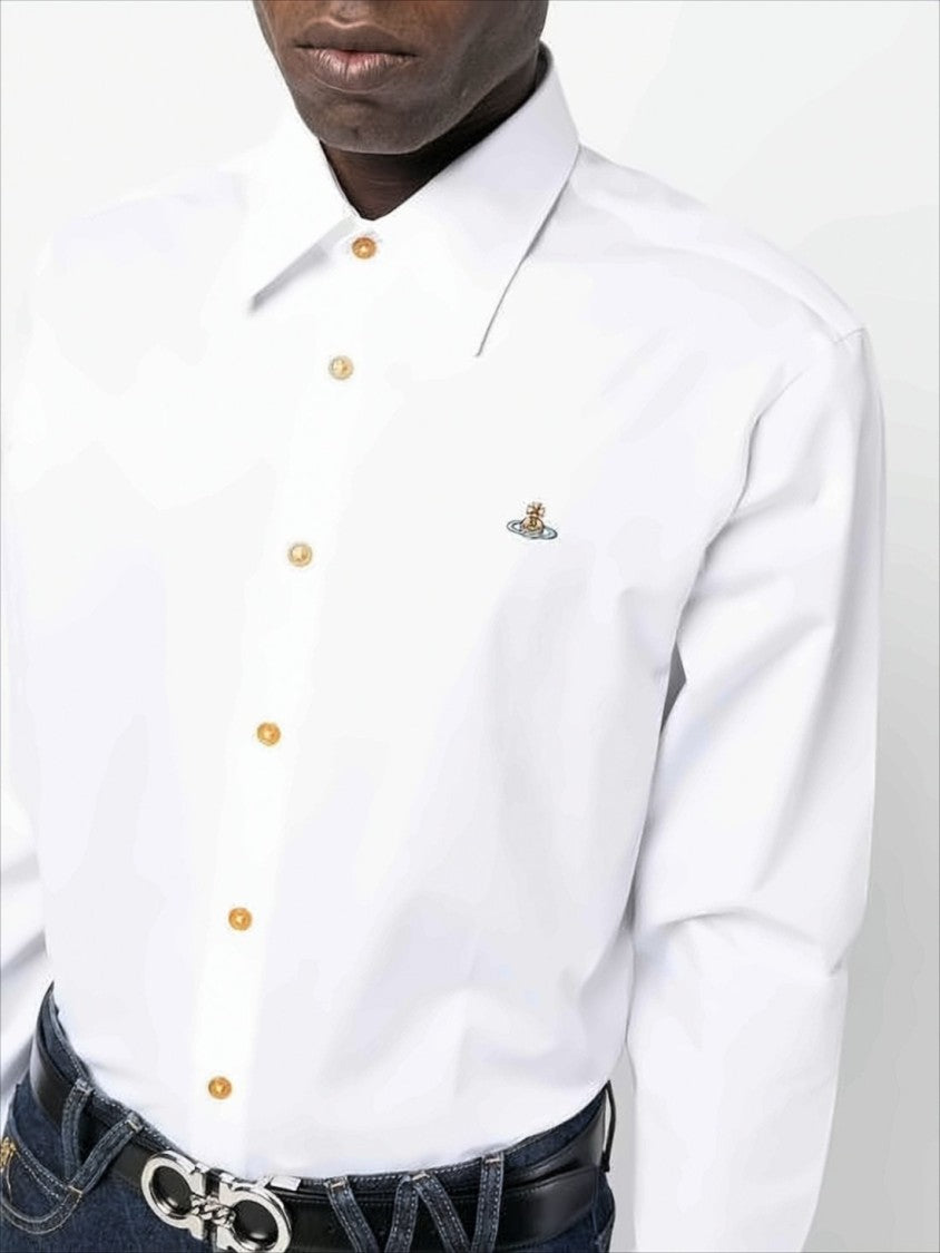 Vivienne Westwood Long-Sleeve White Cotton Shirt With Crisp Collar