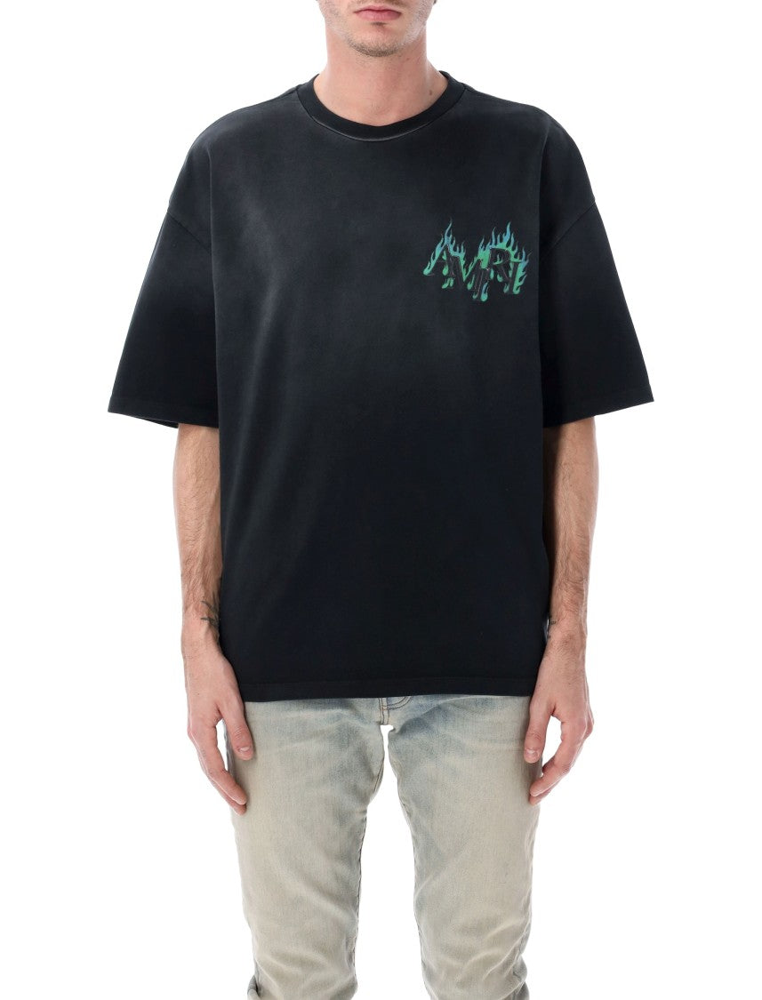 Amiri Crystal Flames Oversized Cotton T Shirt