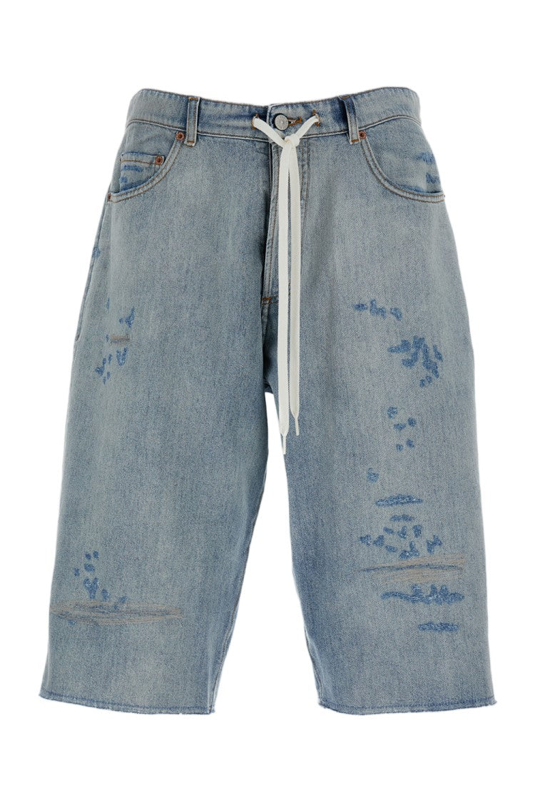 Mm6 By Maison Margiela Worn Effect Denim Bermuda Trousers
