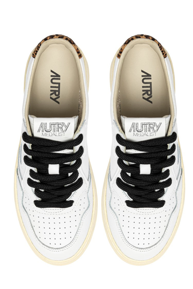 Autry White Medalist Animal-Print Sneakers