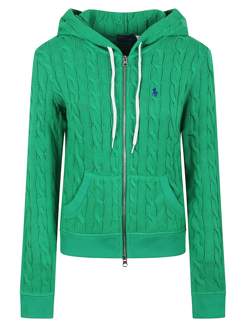 Polo Ralph Lauren Textured Cable Knit Hoodie With Full Zip Closure