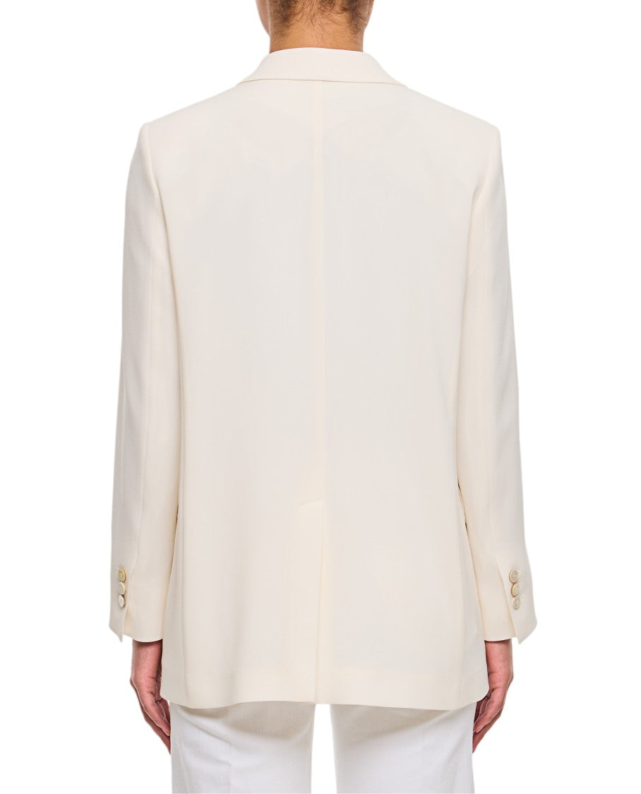 Alberto Biani Slim Fit White Blazer With Pointed Lapels And Flap Pockets
