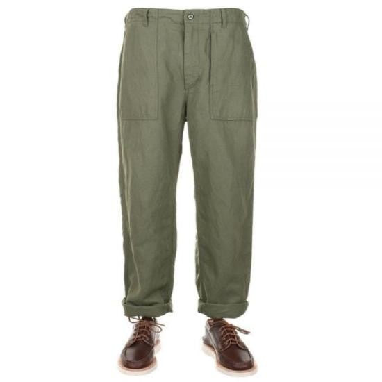 Engineered Garments Relaxed Fit Straight Pants With Patch Pockets And Textured Fabric