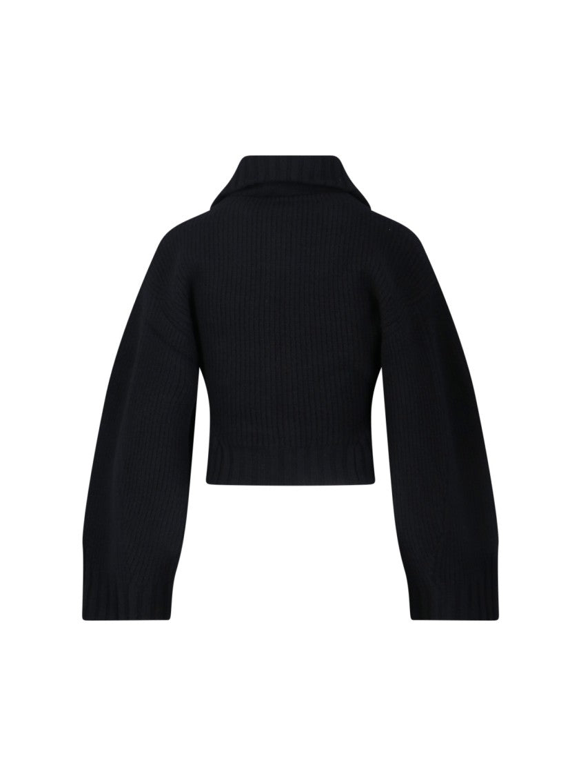 The Attico Cropped Sweater With Ribbed Knit Texture