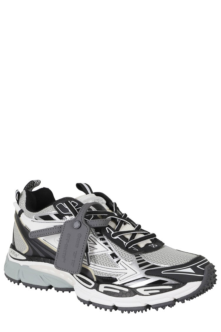 Off-White Gray-Black Be Right Back Mesh Leather Low-Top Sneakers