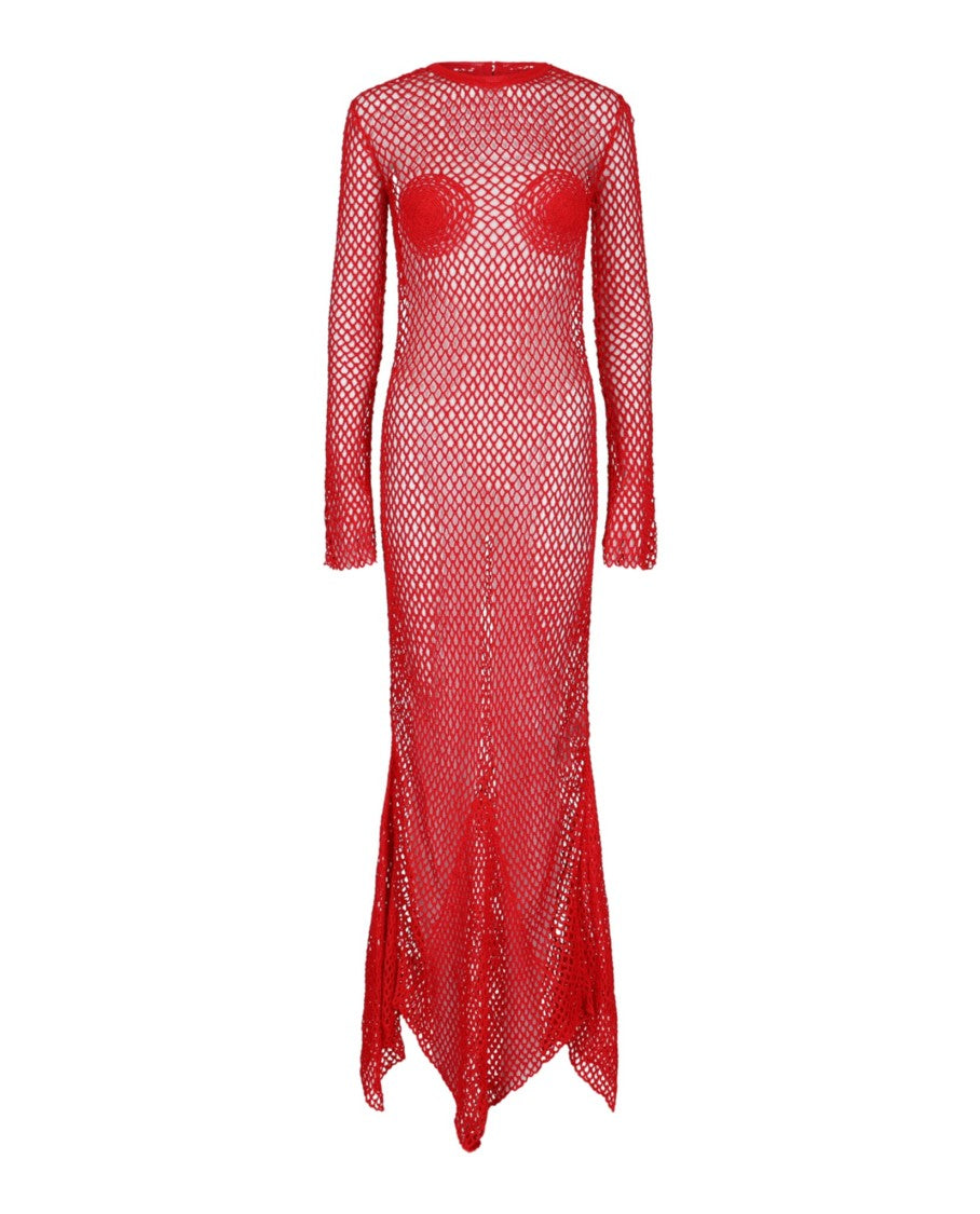 Ferragamo Crochet Knit Maxi Dress