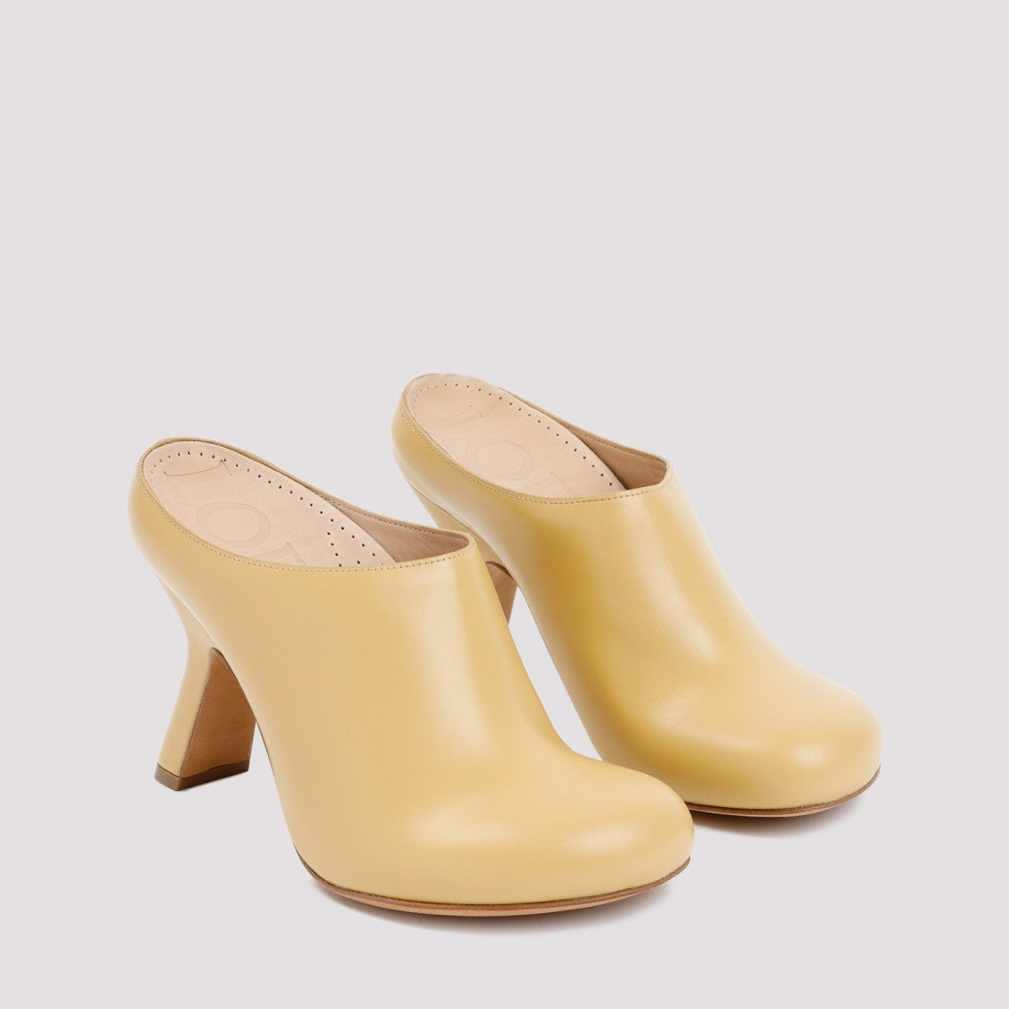 Loewe Beige Leather Terra Heel Clog 100