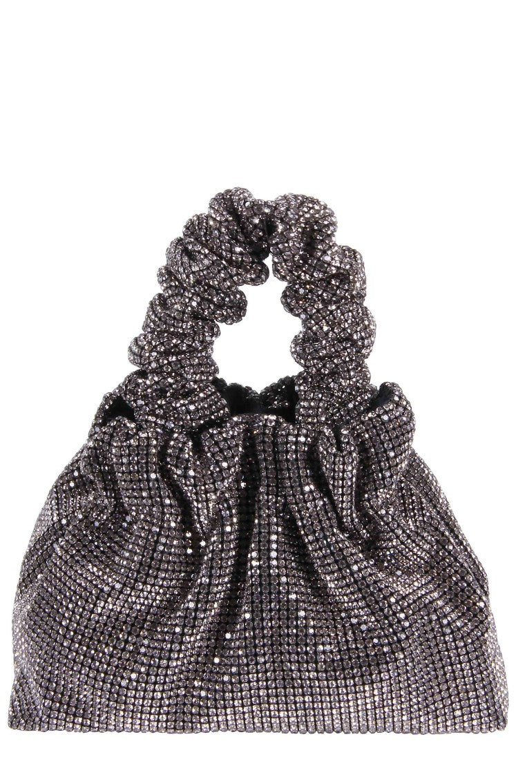 Twenty Fourhaitch Ruched Silver Crystal Mesh Handbag