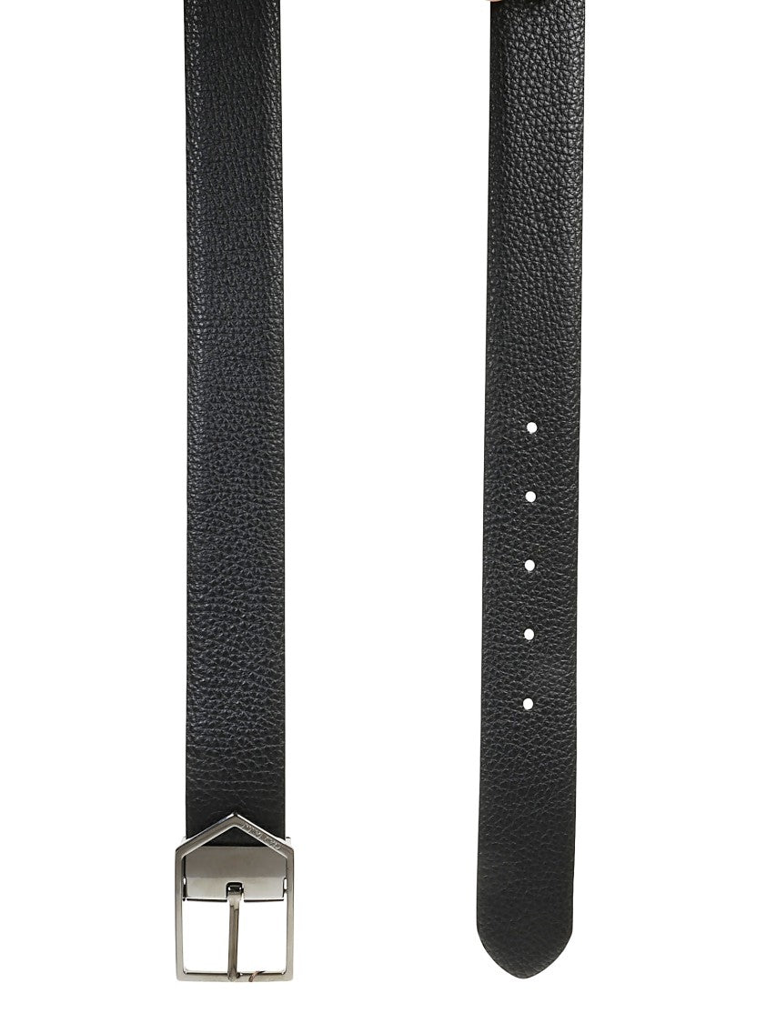 Canali Calf Leather Belt With Textured Finish