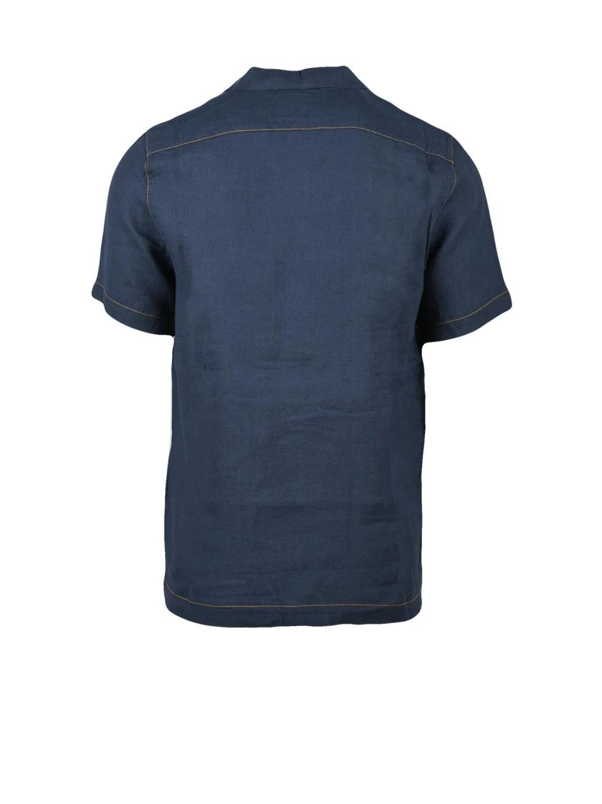 Alpha Studio Dark Blue Linen Shirt