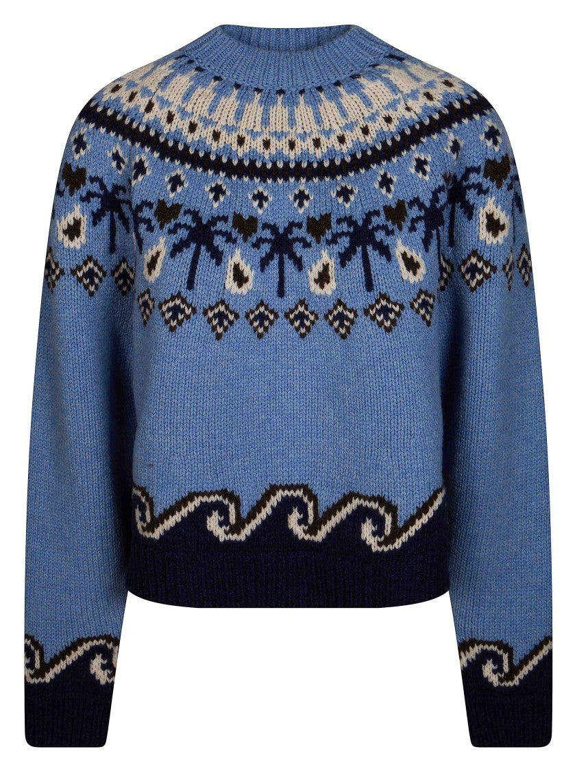 Alanui Sweet Winter Cropped Palm Tree Sweater