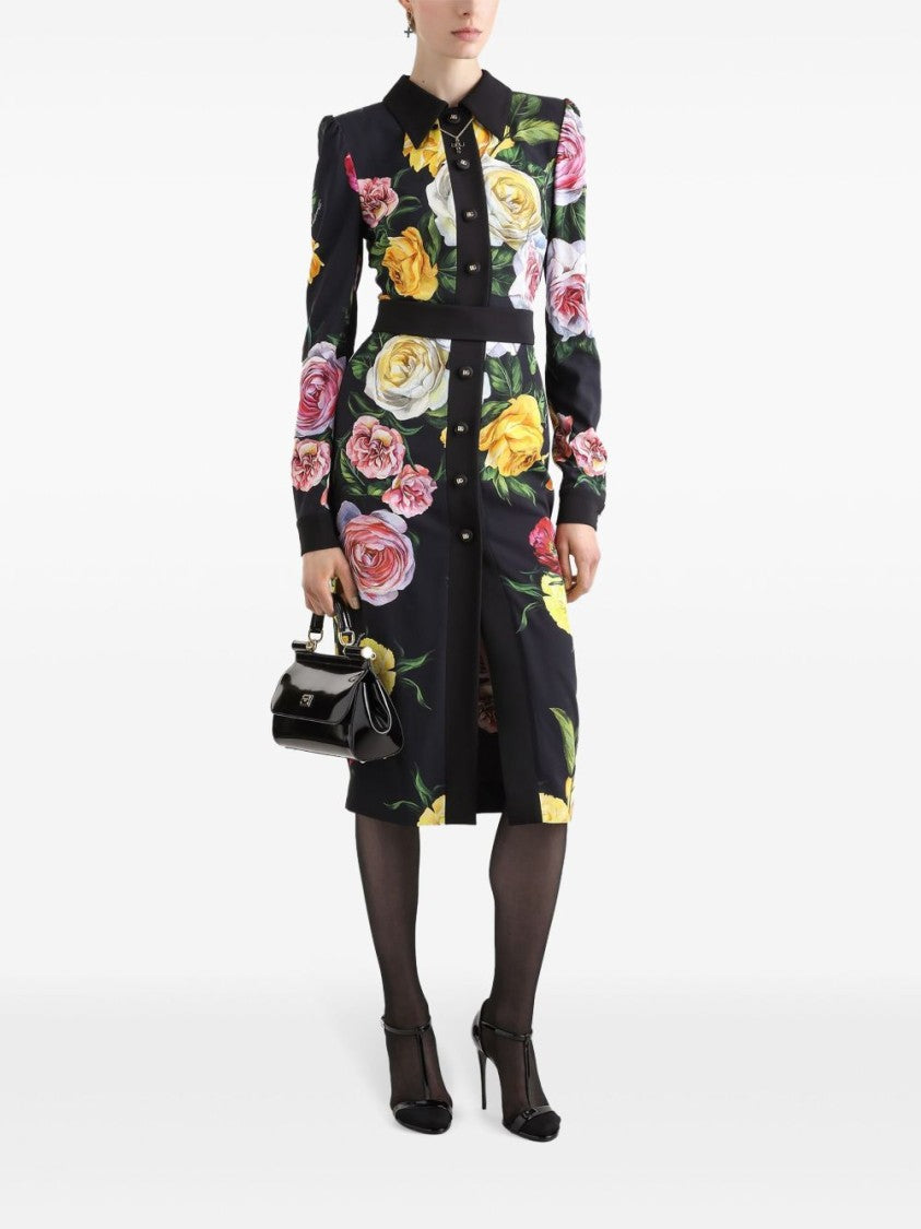 Dolce & Gabbana Floral Print Dress With Classic Collar