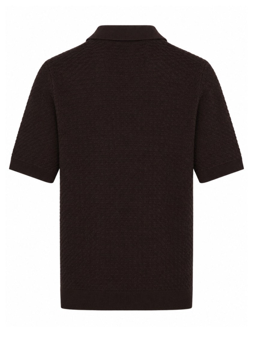 Luigi Gentile Textured Brown Polo Shirt With Classic Collar