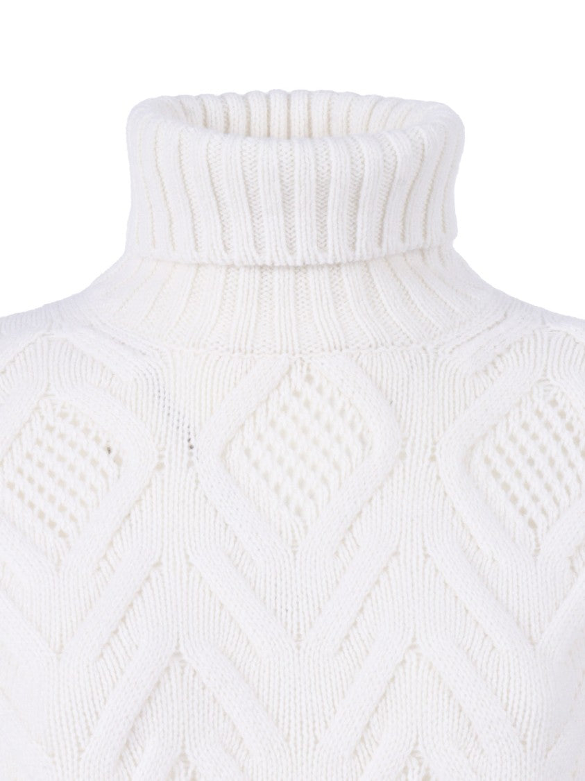 Kangra Cashmere Textured Diamond Pattern Turtleneck Sweater
