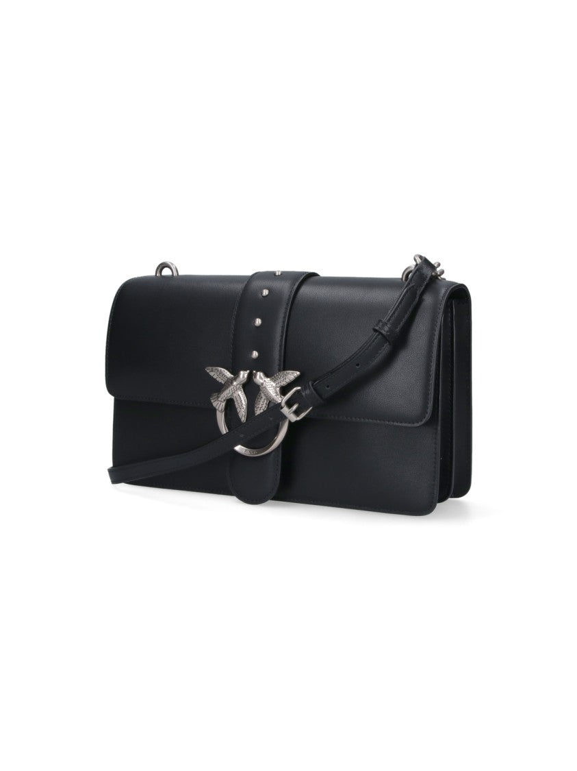 Pinko Structured Black Bag With Metallic Chain Strap