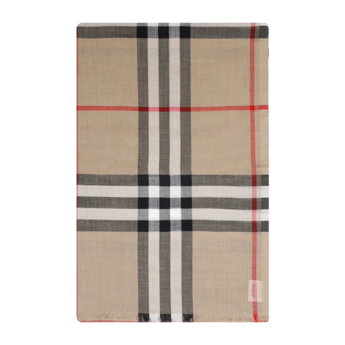 Burberry Beige Wool And Silk Check Scarf