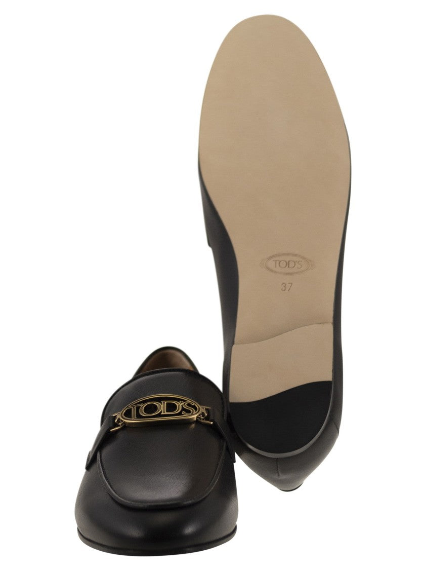 Tod's Leather Loafers With Oval Metal Logo