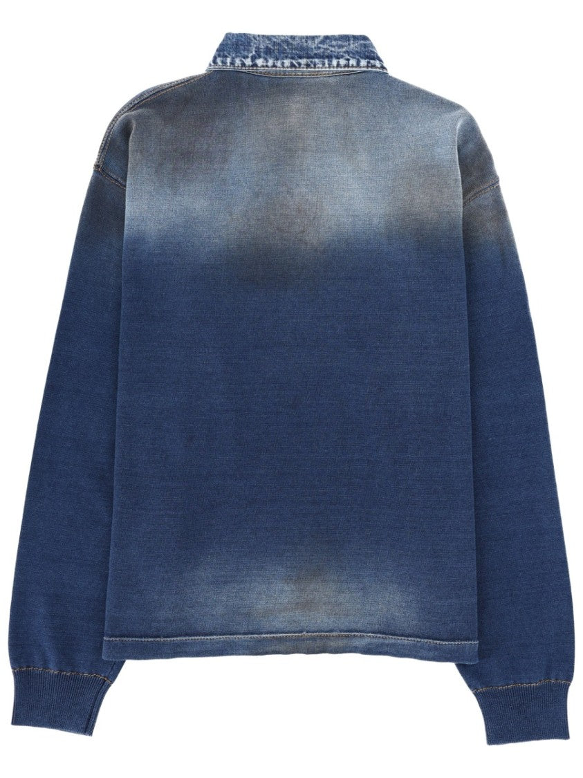 Dsquared2 Long-Sleeve Denim Effect Polo Shirt