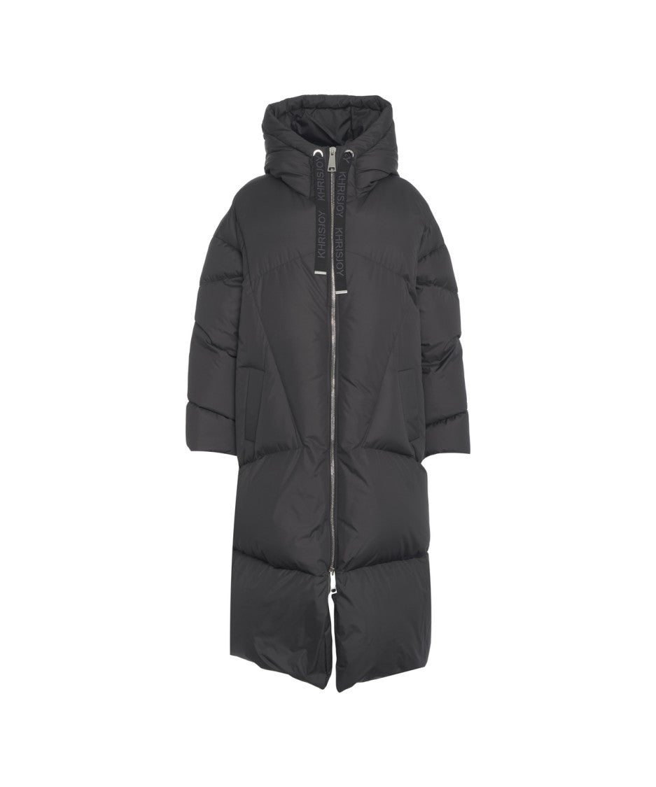 Khrisjoy Quilted Long Padded Coat With High Collar