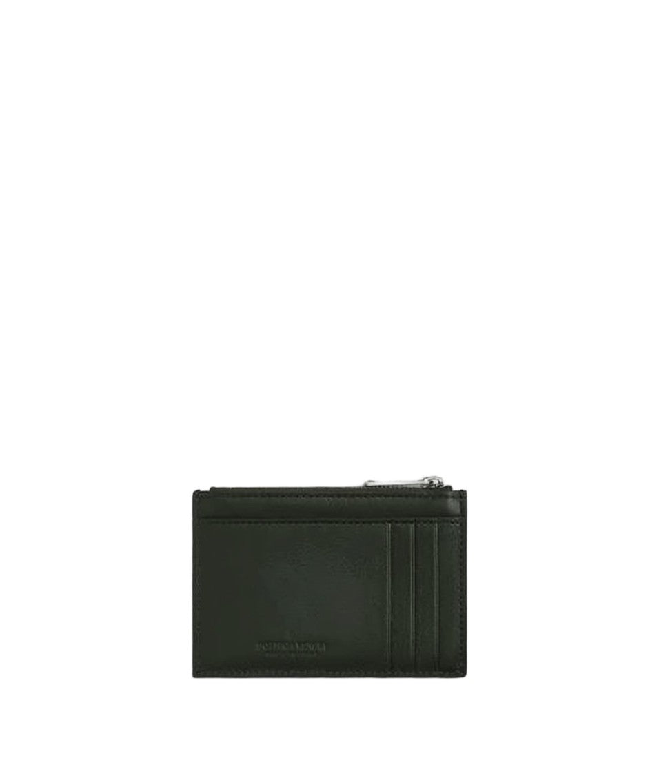 Bottega Veneta Rectangular Black Lambskin Wallet With Woven Detailing