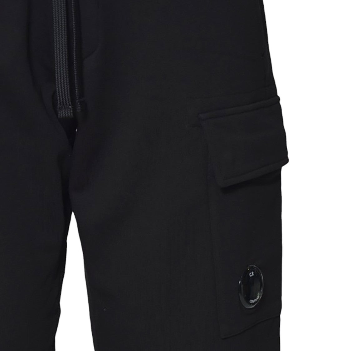C.P. Company Straight Leg Black Trousers With Cargo Pocket And Drawstring Waist