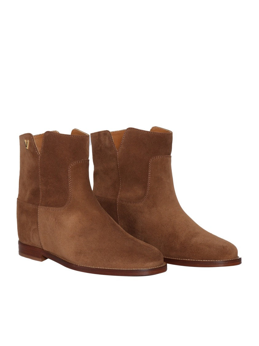 Via Roma 15 V-Cut Brown Leather Ankle Boots