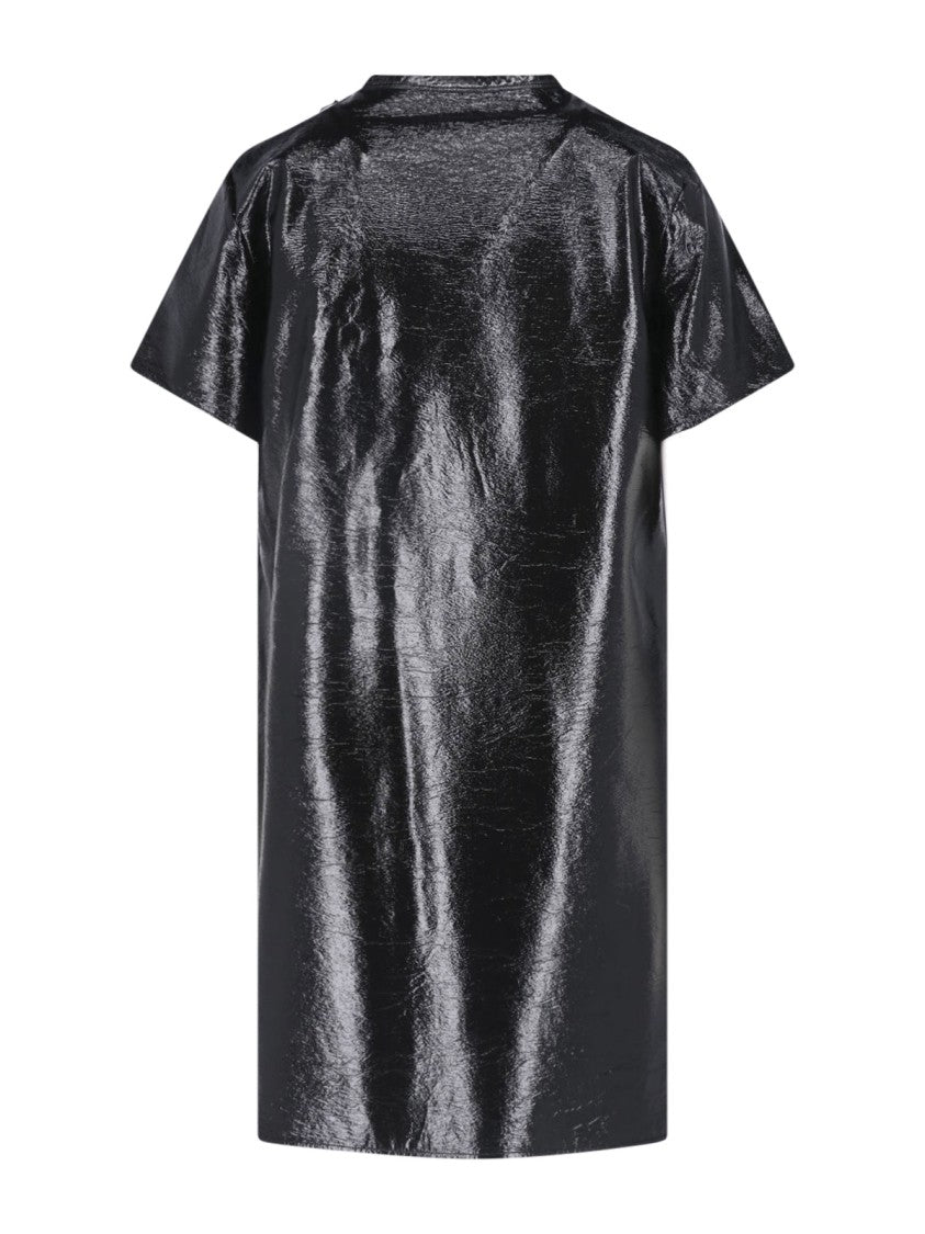 Courrèges Black Vinyl Short-Sleeve Mini Dress