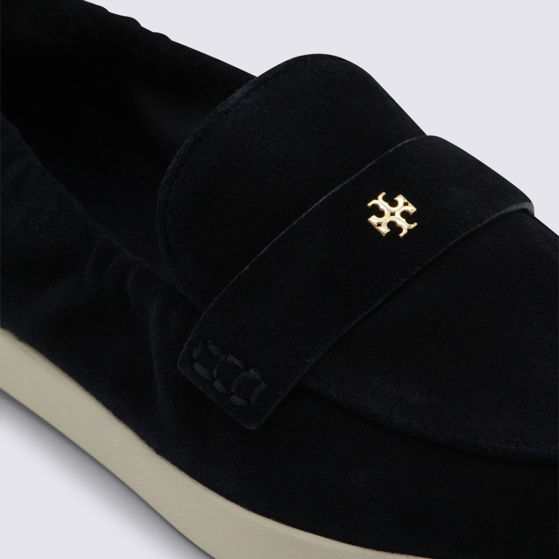 Tory Burch Moccasin-Inspired Suede Flats With Gold Emblem