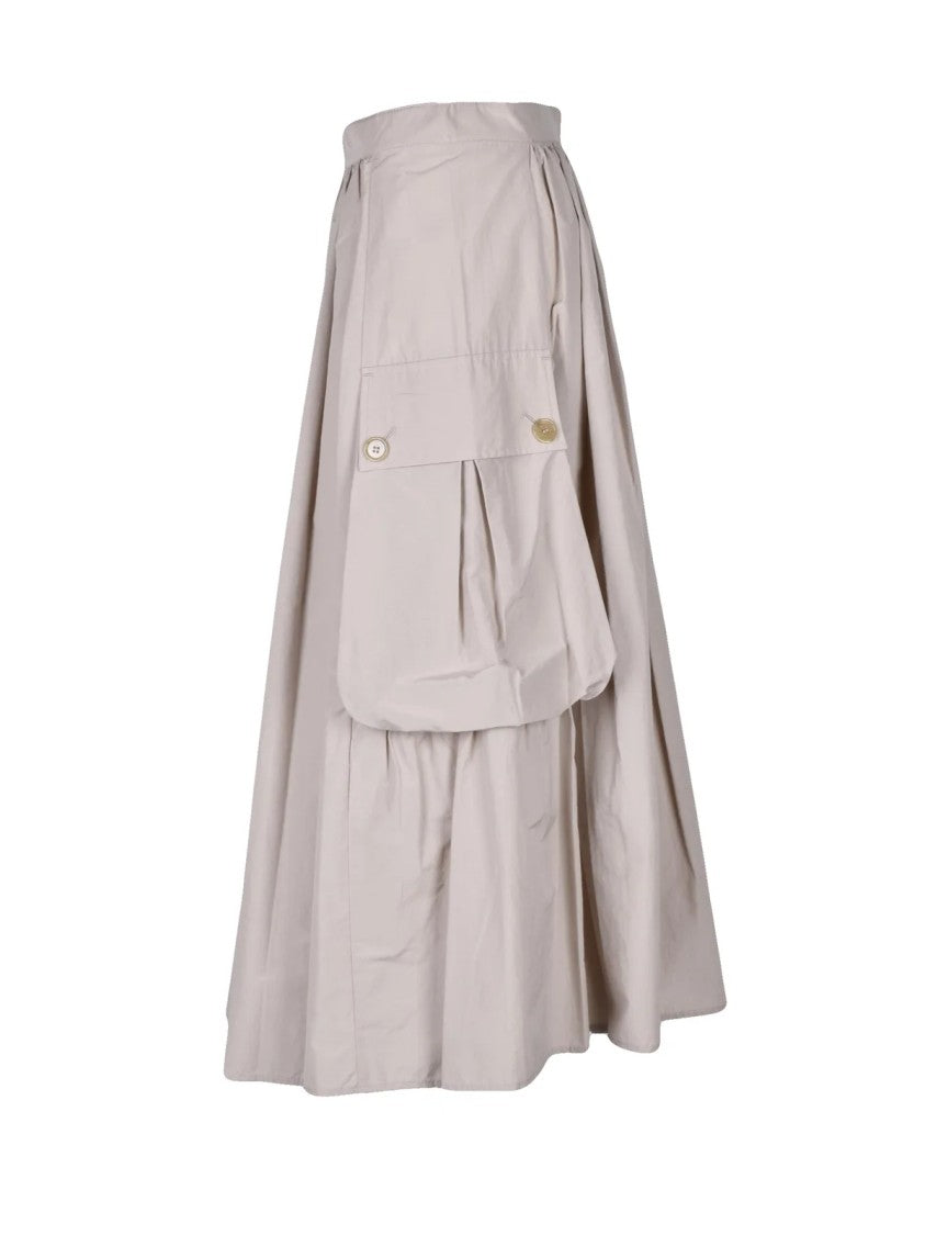 Department 5 Beige Flared Cotton-Blend Gathered Midi Skirt