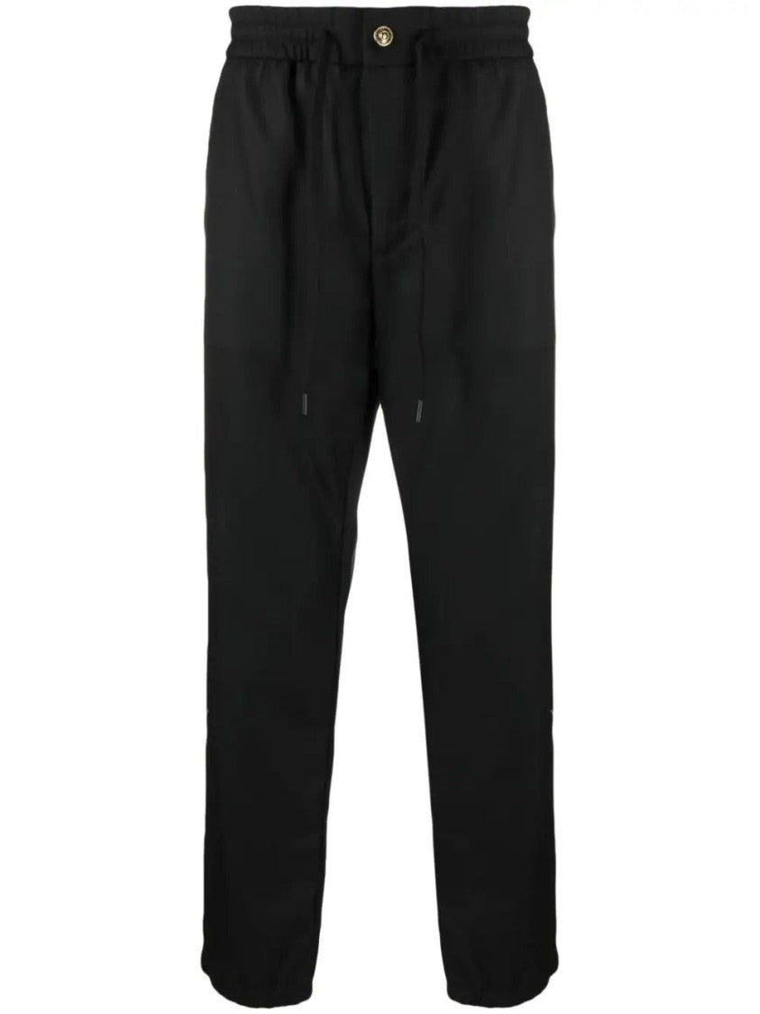 Versace Jeans Couture Relaxed Fit Black Trousers With Adjustable Waistband