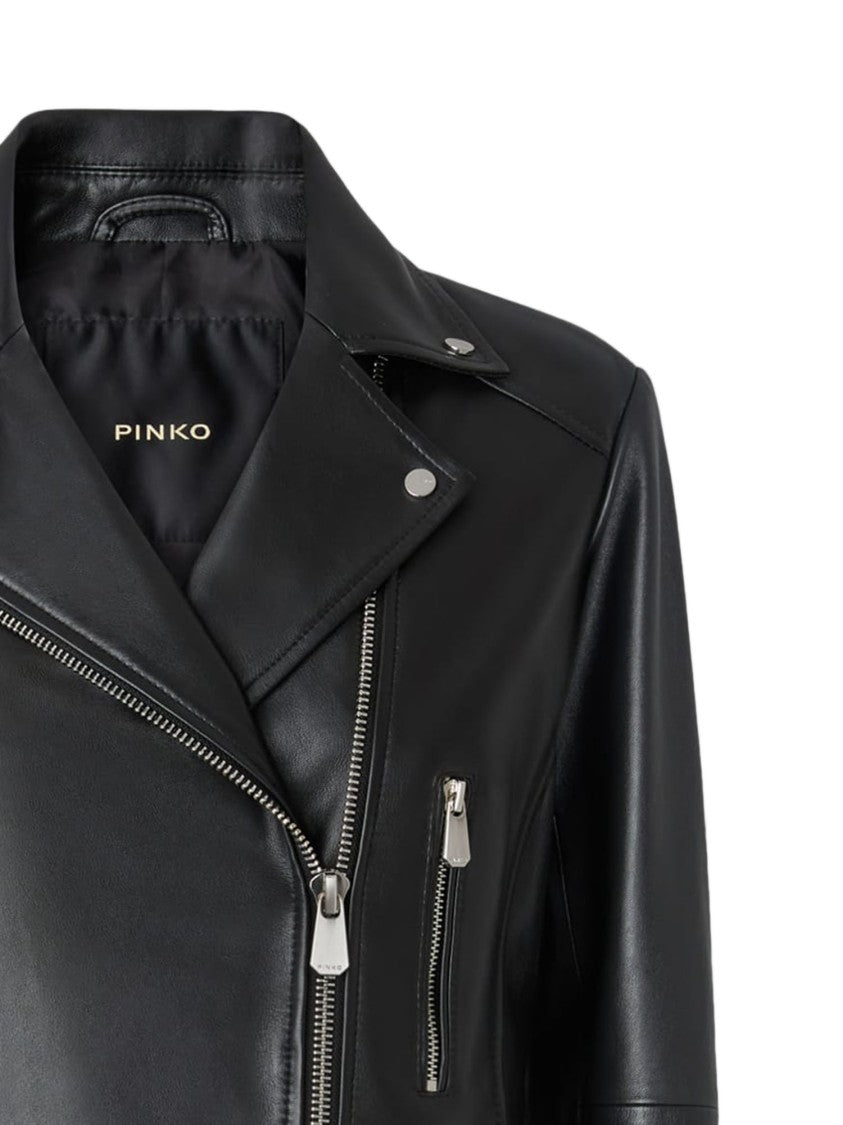 Pinko Biker-Style Nappa Leather Jacket