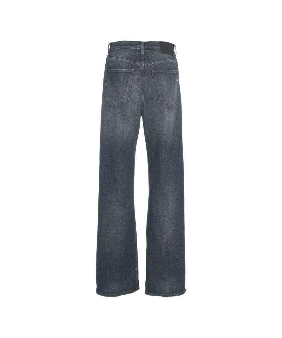 Dondup Straight Leg Jeans With Five-Pocket Design And Subtle Whiskering