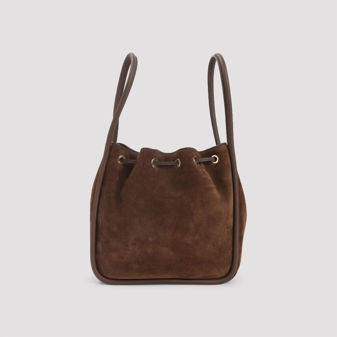 Prada Suede Calf Leather Bucket Bag With Drawstring Closure