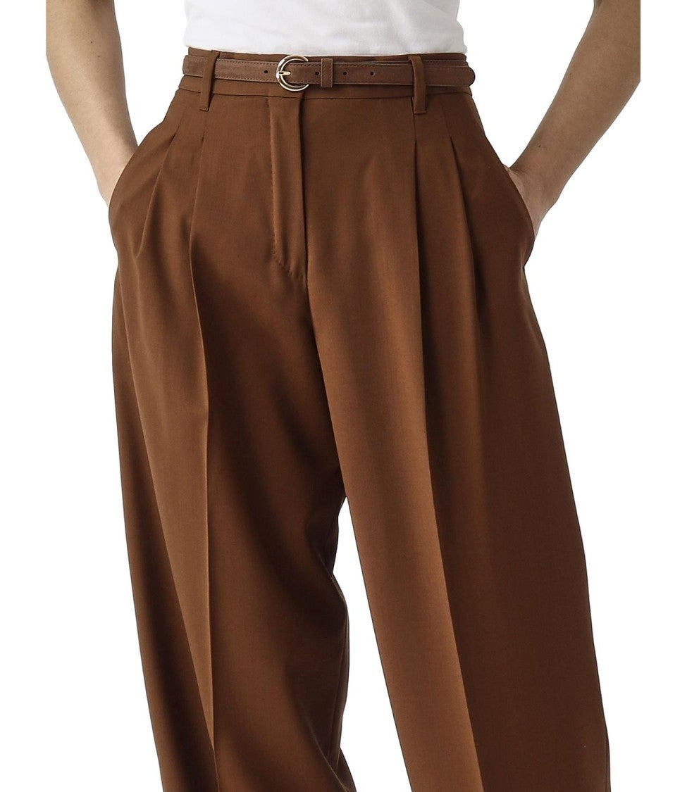 Max Mara Chocolate Brown Virgin Wool Trousers