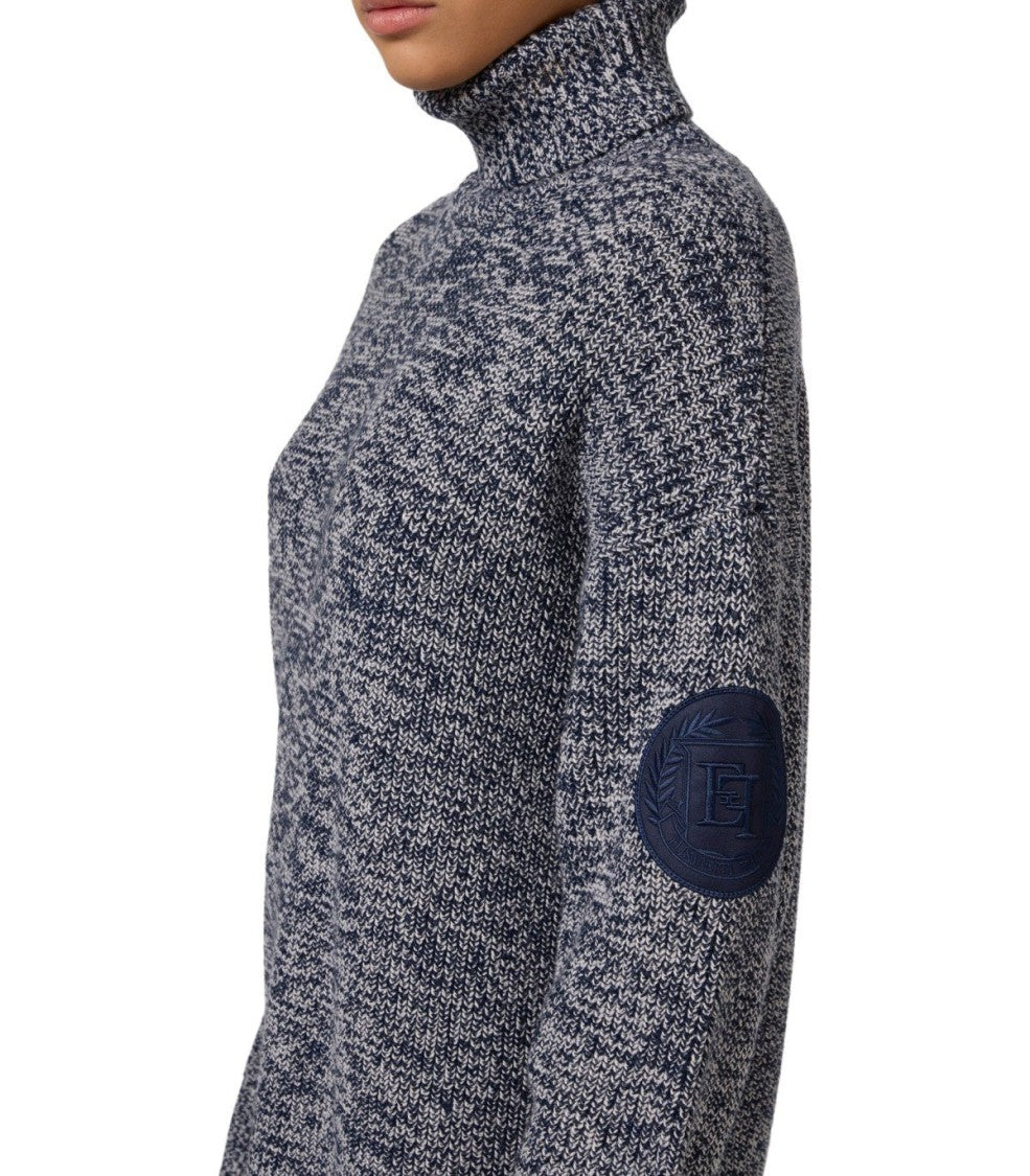 Elisabetta Franchi Navy Blue Turtleneck Sweater