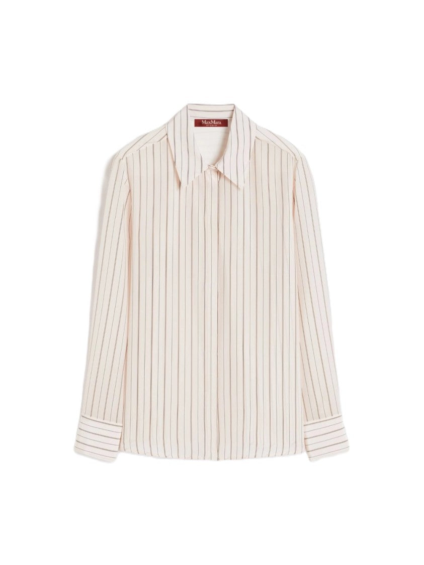 Max Mara Long-Sleeved Blouse With Classic Collar And Vertical Stripes