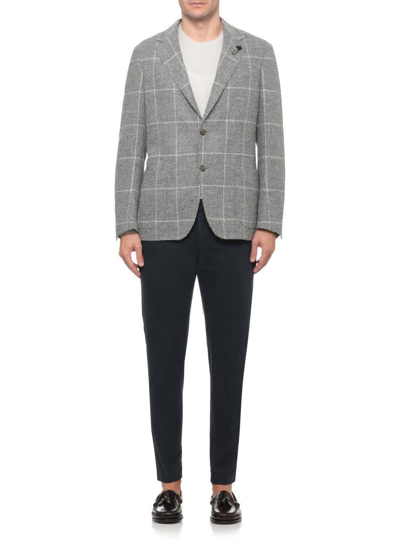 Lardini Grey Wool Blend Jacket With Classic Lapel And Iconic Detailing
