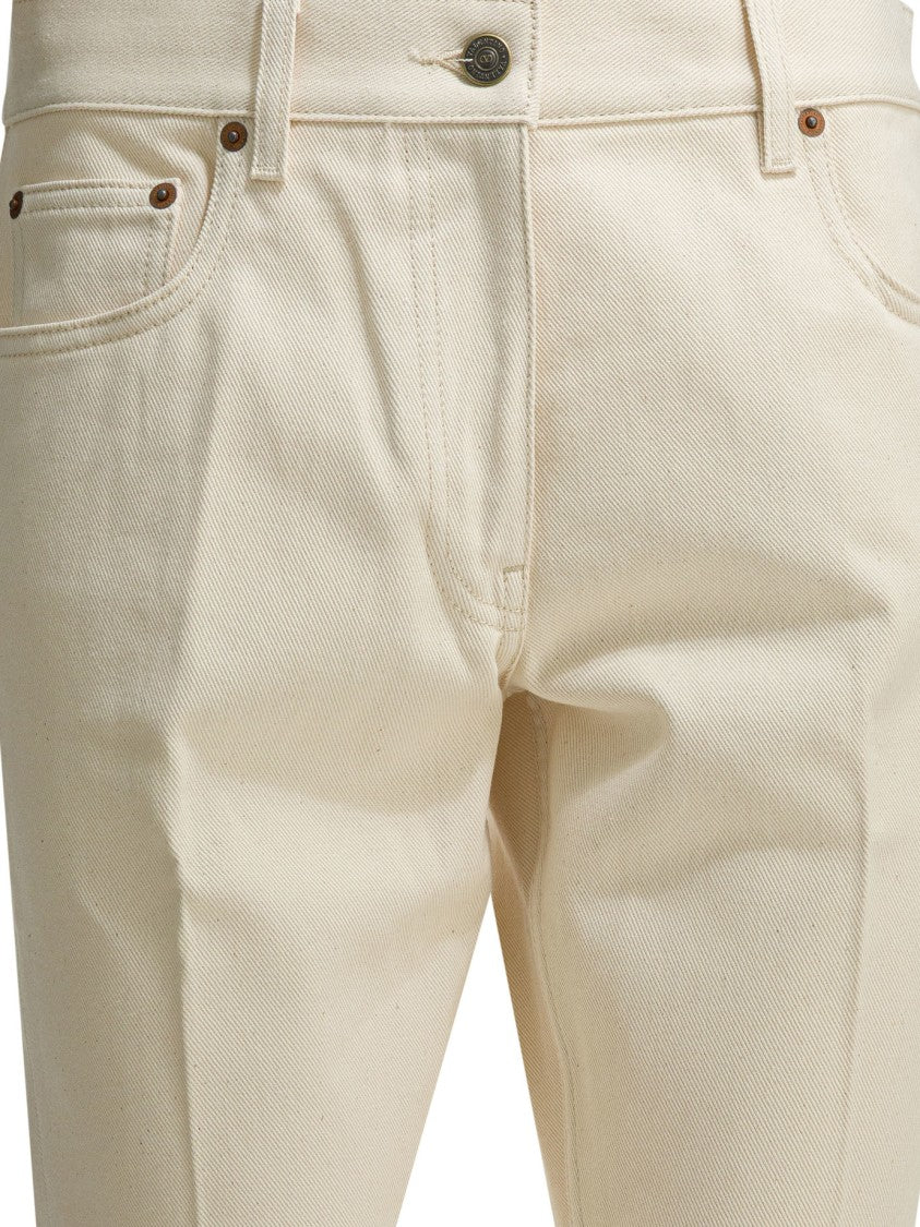 Valentino Straight-Leg Denim Jeans With Subtle Stitching And Leather Patch