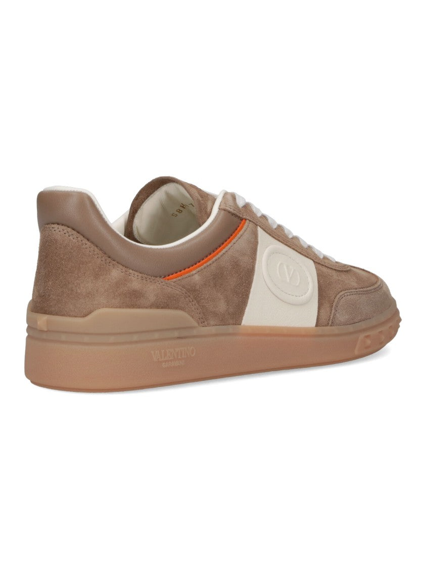 Valentino Garavani Brown Calfskin Suede Upvillage Sneakers