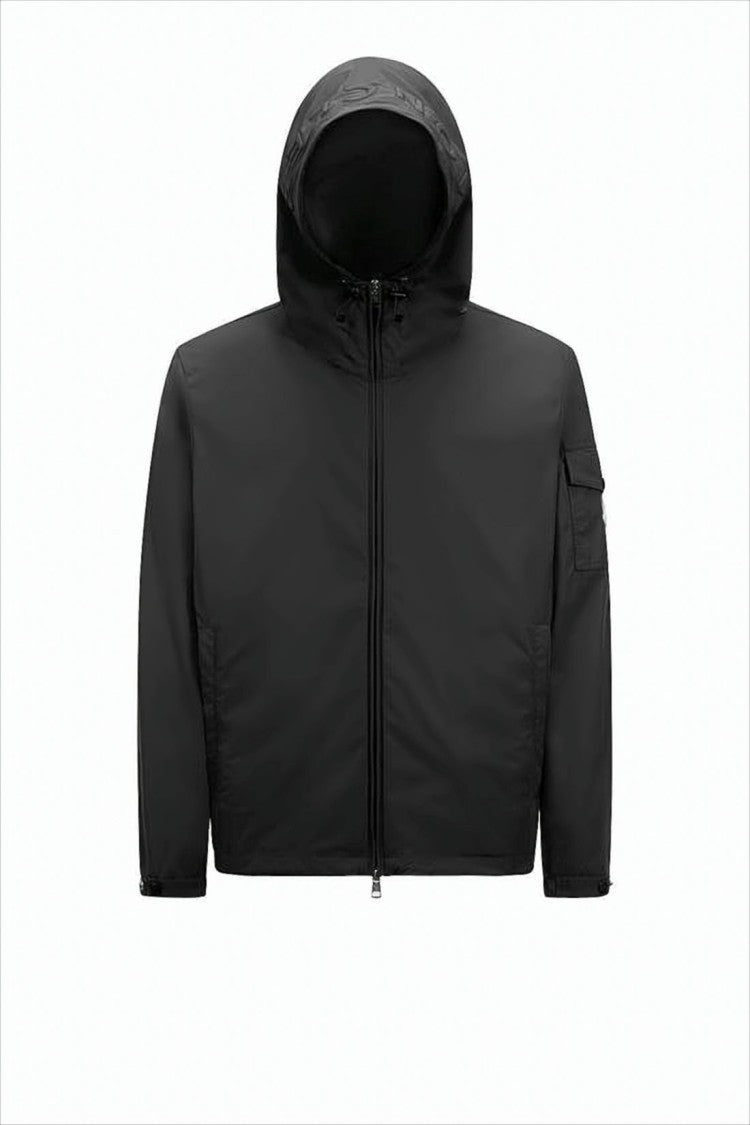Moncler Hooded Black Jacket With Boxy Fit And Logo Detail