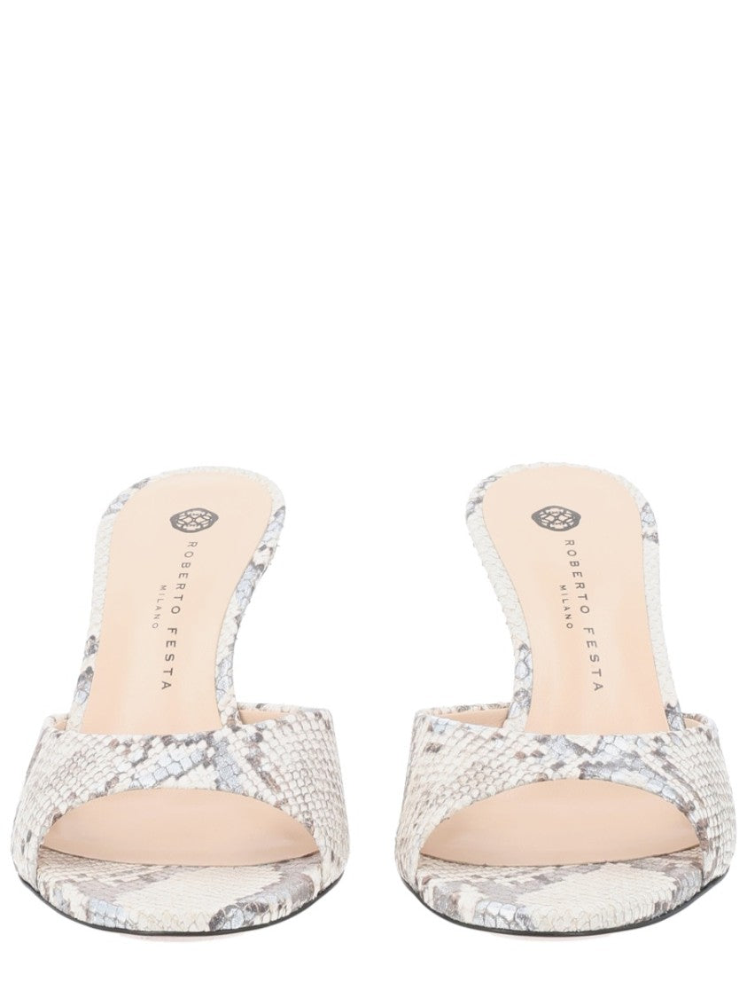 Roberto Festa Décolleté Shoe With Textured Snakeskin Pattern And Slender Heel