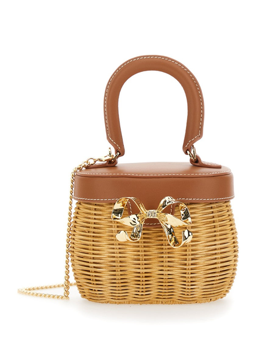 Self-Portrait Rattan Bow Basket Bag