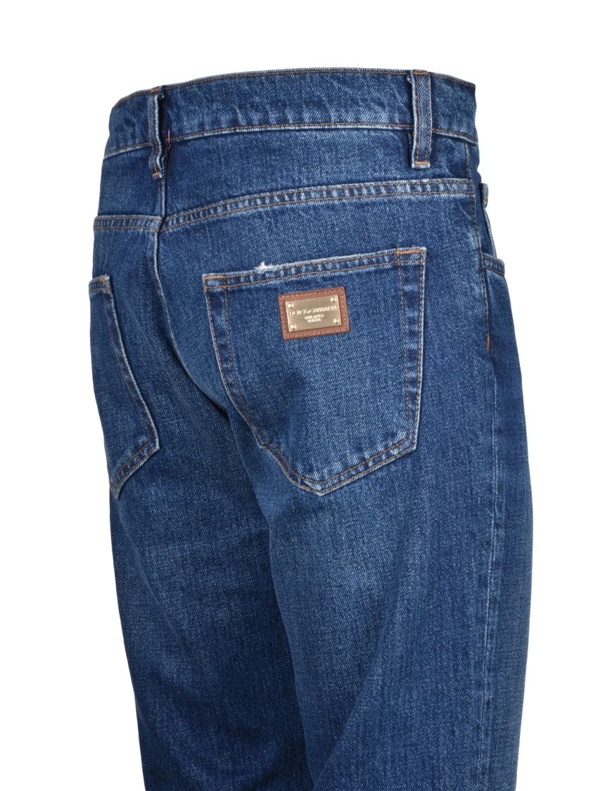 Dolce & Gabbana Blue Slim Fit Tapered Denim Stretch Jeans