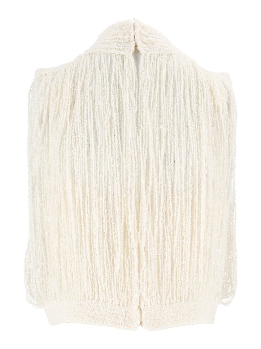 Fabiana Filippi White Boucle Fringed Tank Top