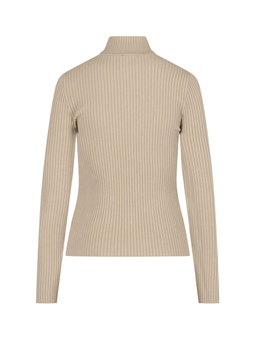 Courrèges Beige Ribbed Viscose Blend Turtleneck